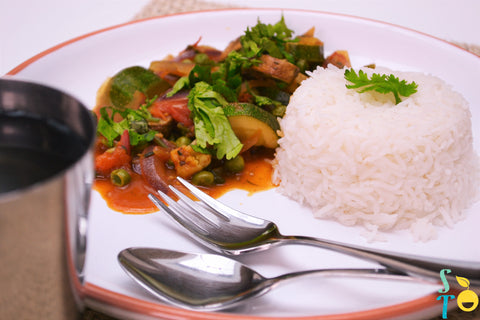 Vegetable curry with basmati rice